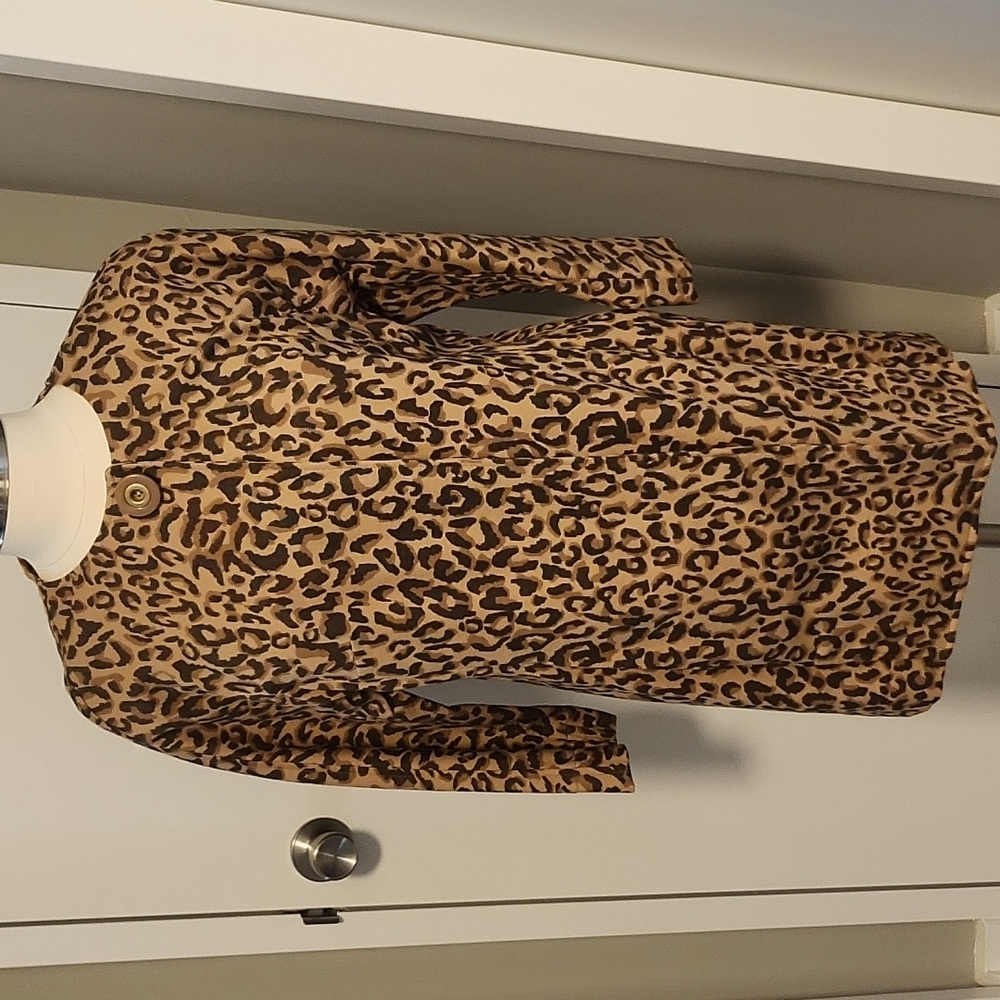 Leopard Print 3/4 Sleeve Jacket